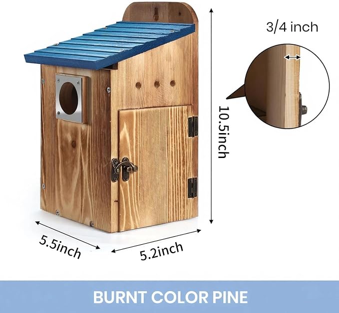 Blue Bird Houses for Outside with Gift Box - Durable Birdhouses for Outdoors with Clear View Panel & Predator Guard for Bluebird Wren Swallow Finch Chickadee Cardinal