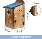 Blue Bird Houses for Outside with Gift Box - Durable Birdhouses for Outdoors with Clear View Panel & Predator Guard for Bluebird Wren Swallow Finch Chickadee Cardinal