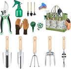 Gardening Tools 12-Piece, Durable Heavy Duty Garden Tool Set Stainless Steel, Garden Hand Tools with Tote Bag, Non Slip Handles, Gardening Ideal Gifts for Women and Men