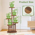 iDavosic.ly 5 Tier Plant Stand Indoor with Grow Light, Tiered Corner Wood Multiple Flower Holder Shelf, Tall Orchid Display Rack for Living Room Bedroom, Brown