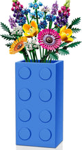 Vase for Lego 10347 10280 10328 Flowers, for Lego Flower Bouquet Building Set,Display Stand for LegoRoses Cherry Blossom Sunflower Tulips Daffodils Lotus-Gift for Lego Flowers Lover(vase only)-Blue