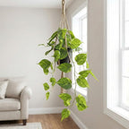 Fake Pothos Hanging Plants – Artificial Plastic Ivy Vines with Pots, Realistic Faux Greenery for Indoor Home Office Bathroom Shelf Cabinet Tabletop Decoration