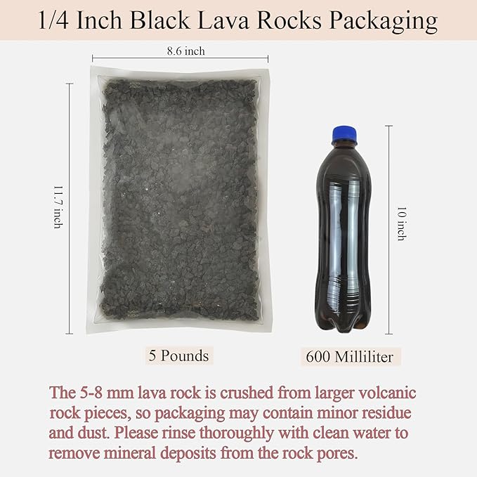 FANTIAN 5 lbs Small Black Lava Rocks for Plants,1/4 Inch Crush Volcanic Rock Pumice Soil Additive for Succulent Aquarium Cactus Bonsai Fire Pits and Garden Landscaping