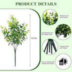 CEWOR Artificial Boxwood Stems 24 Pack Artificial Plants for Outdoor UV Resistant Faux Plants Fake Eucalyptus Shrubs for Room Decor Indoor Outdoor