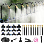 39FT Garden Mister System, Automatic Garden Watering System with 360-degree Bending Dropper Atomizing Copper Nozzle, Drip Irrigation System for Garden, Greenhouse, Yard, Lawn, Plant (12 Spray Nozzles)