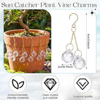 6 Pcs Clear Crystal Sun Catcher Plant Vine Charms Hanging for Mini Potted Plants, Home Window Garden, Garden Home Window Rainbow Sun Catchers Plant Accessories Indoor (Ball)