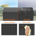 PatioZen 120 Gallon Resin Deck Box, Lockable Patio Outdoor Storage Box for Furniture, Garden Tools and Tools Storage, Waterproof Outside Storage Boxes - Black