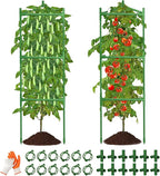 2 Pack Large Tomato Cage for Garden Up to 49" H X 16" W Metal Plant Support Stakes with Clips Triangle Pea Cages Cucumber Trellis for Vegetables Pots Vines Flowers Climbing Plants