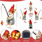 Solar Garden Gnome Statues, Outdoor Fishing Gnome with Butterfly Solar Lights Waterproof, Birthday Gifts for Mom Women Mother's Day, Garden Figurines for Yard Decor Patio Porch Lawn Ornaments