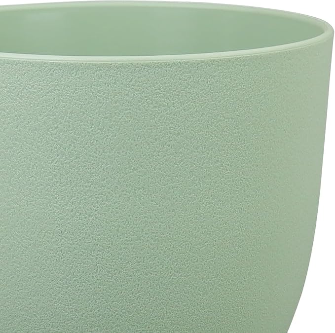 WSMKSZ Large Plant Pots 12/10/9 inch, Set of 3 Modern Decorative Plastic Planters with Drainage Holes and Saucers, Flower Pots for Indoor Outdoor Plants, Green