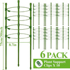 Legigo 6 Pack 30 Inch Plant Support Cages Tomato Cage for Garden- Plant Cages Adjustable Rings, Tomato Plant Support Stakes Trellis for Pots, Peppers, Cucumbers and Flowers with 10 Plant Clips