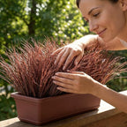 32 Bundles Red Artificial Plants Onion Grass Outdoor 20 Inch Fake Shrubs Wheat Grass UV Resistant Autumn Greenery Stems Faux Bushes Plant for Indoor Home Farmhouse Summer Decor