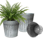 vensovo 9 Inches Silver Metal Rustic Plant Pots - 4 Pcs Large Galvanized Planters with Drain Hole and Rubber Plug, Rustproof Tin Bucket Flowerpot for Indoor Plants Farmhouse Vintage Style for Decor