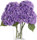Coferset Purple Hydrangea Artificial Flowers 3pcs Lifelike Faux Hydrangea Real Touch Fake Flowers for Home Wedding Christmas Office Party Living Room Decoration,22inch