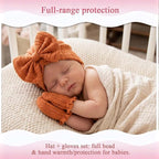 Newborn Baby Girl Hats Mittens Set Cotton Hospital Bow Hat Beanies Caps Gloves for New Born Girls 0-6 Months