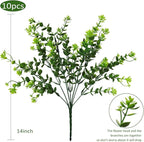 RECUTMS Artificial Outdoor Flowers Artificial Greenery Artificial Plant Bundles Spring Greenery Outdoor Plants Artificial UV Resistant for Porch Artificial Eucalyptus Stems,10 Pcs(Green)