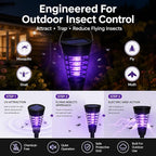 Solar Mosquito Zapper Outdoor 4 Pack, 2-in-1 Mosquito Trap Light Used to Keep Away Gnat Small Flying Insect,Waterproof Bug Zapper for Outside,Solar Fly Zapper for Patio Garden Backyard