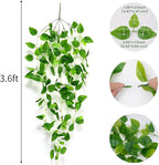 Fake Hanging Plants 2pcs Artificial Hanging Plant for Indoor Outdoor Faux Pothos Vines Greenery Garlands for Wall Home Aesthetic Patio Kitchen Living Room Farmhouse Shelf Office Decor (No Baskets)
