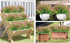 obbsie 36 Bundles Artificial Plants Outdoor, 18.2" UV Resistant Faux Monkey Grass Greenery Stems No Fade Faux Plastic Flowers Shrubs for Home Weddings Garden Porch Front Patio Office Decor - Rose Red