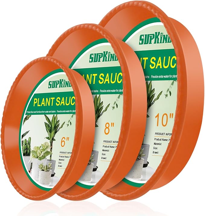 SupKing 9 Pack Plant Saucers (6 inch /8 inch /10 inch),Heavy Sturdy Plant Trays Pot Tray for Indoor Clear Plastic Flower Pot Saucers Thicker Plant Water Drip Trays for pots-Terracotta