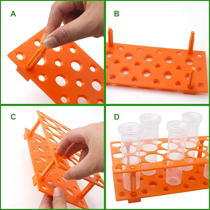 8Pcs 60ml Large Floral Tubes with Rack Holder, Detachable Floral Tubes Holder for Milkweed Leaf, Stem and Flower Cutting, More Stable Flower Holder