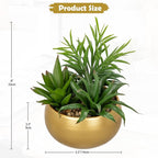 Briful Fake Succulents in Gold Metal Pot, Artificial Succulent Plants Arrangement for Home Decor, Small Faux Potted Plants Tabletop Centerpiece, Desk Office Bathroom Shelf Decorations