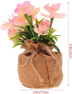 KALLORY Artificial Phalaenopsis Orchid Potted Plant Faux Bonsai with Jute Bag, Simulation Orchid Flower Home Tabletop Decor for Living Room and Office,