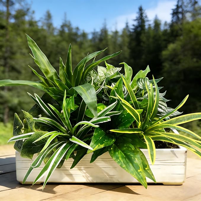 Artificial Plants for Outdoors Faux Greenery Leaves UV Resistant Realistic Plastic Large Bunches Shrubs Bushes with Stems, Fake Plants Decor Outdoor for Front Porch Door Patio Garden Yard, 18Pcs
