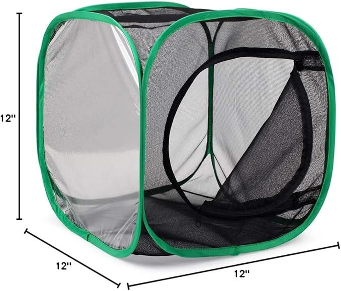 RESTCLOUD Insect and Butterfly Habitat Cage Terrarium Pop-up 12 X 12 X 12 Inches