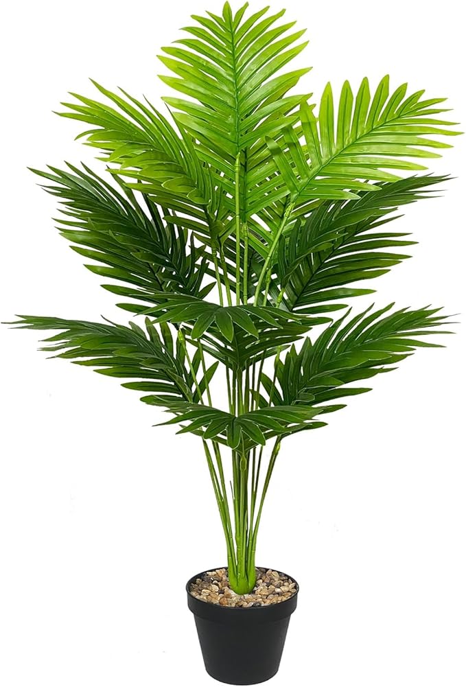 Artificial Plant in Pot Fake Tree Trunks Leaves Faux Potted for Indoor Outdoor Modern Decoration Home Office Living Room Bedroom Balcony Housewarming Gift (80cm Tall Palm)