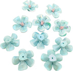 10 PCS 3D Flower Ceramic Tiles,1.6" Handmade Procelain Ceramic Flowers for Artwork,Fish Tank,Vases,Living Room, Dining Table,Office, Home Floral Decor (Single-Flowered Iridescent Blue)