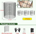 3 Pack Wire Plant Protectors, 13.5" Dia x 14" H Plant Protector from Animals, 9pcs Pre-Bent Metal Mesh to Keep Animals Out with Zip Ties & Stakes (3 Packs)