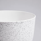 WSMKSZ Large Flower Pots 12/10/9 inch, Set of 3 Modern Decorative Plastic Planters with Drainage Holes and Saucers for Garden House Plants, Plant Pots for Indoor Outdoor Plants, Speckled White