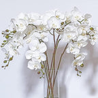 DUYONE 35 Inch Artificial Butterfly Orchid Flowers 4 Pcs Soft Touch Orchid Fake Phalaenopsis Flowers Stem Plants for Wedding Home Decoration (White Flowers 4pcs)