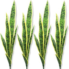 Bird Fiy Artificial Snake Plants 30" Faux Agave Fake Sansevieria Artificial Silk Plant for Home Garden Office Store Decoration 4 Pcs (Yellow)