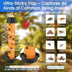 6 Pack Fly Trap Stick, Sticky Fly Traps Indoor/Outdoor, Flies Catcher Paper Tape Strips for Home, Catches All Bugs and Gnats, Mosquito, Flying Insect Killer