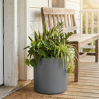 Metal Plant Pot with Drainage Hole,Mid Century Modern 7 inch Round Pot Indoor Outdoor Planters Gift for Decorative Pots of Tabletop Living Room Bedroom Grey