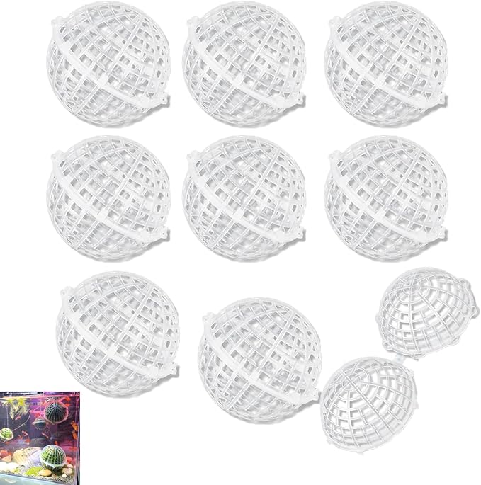 10 Pack Aquarium Moss Ball Holder Aquatic Plants Holder Habitat Floating Ball for Fish Tank Freshwater Aquarium Plant Decor Alternanthera Lilacina Amazon Sword Echinodorus Bleheri Java Fern