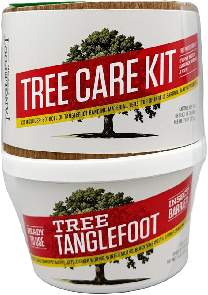 Tanglefoot Tree Care Kit – Sticky Tree Wrap & Applicator | Non-Toxic Outdoor Barrier for Crawling Insects | Includes 15oz Tree Tanglefoot, 3" x50' Tree Wrap & Applicator Tool