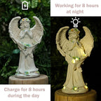 Solar Garden Statues Outdoor Decor Resin Lights Garden Angel Statues for Outside Lawn Yard Patio Balcony Art Sculptures Gifts for Mom Women