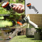 RESTMO Multi-Angle Garden Hose Nozzle with Sprinkler Function, Heavy Duty Water Hose Nozzle with 4 Spray Patterns, Magic Twist and Thumb Flow Control for Garden Watering, Car Washing & Yard, Orange