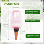 6pcs Plant Self Watering Globes, Plastic Water Bulbs Top Fill, 12.3 oz Plant Watering Devices System Slow Release Terracotta, Water Spikes Stakes for Indoor (Pink-6pack)