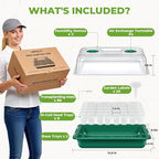 HIRALIY 80 Cell Seed Starter Tray Kits, Reusable Plant Germination Trays, Easy Transplanting, with Humidity Domes and Bases, for Starting Vegetable, Flower & Herb Seeds, Indoor Gardening, Greenhouse
