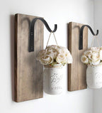 Mkono 6 Pack Iron Wall Hooks for Hanging Plant Lanterns, Plant Hanger Fence Metal Bracket for Bird Feeders, Wind Chimes, Mason Jar Sconces, Light Outdoor Indoor Rustic Home Decor, 3 Inch