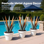 24” Large Metal Agave Plants Outdoor Decor, Vintage Blue Tequila Rustic Sculpture Outdoor Statues, Agave Metal Plants for Yard Garden Lawn Ornaments，Artisan Metal Agave Landscape Decor