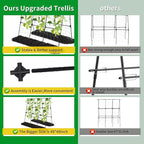 OTOSUNNY Garden Trellis for Climbing Plants Outdoor, Cucumber Trellis for Raised Bed Garden, A Frame Vine Plants Support for Vegetable Tomatoes Peas Pole Beans Trellis, 50x48 inch, with Netting, Black