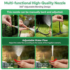 140Ft 1/4" Drip Irrigation System for Garden – 30 Adjustable Copper Nozzles, Automatic Atomizing Sprinkler System for Outdoor Plants Raised Bed, Yard, Potted Plants & Lawn