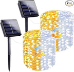 Warm White and Cool White Color Changing Solar String Lights for Outside, 2 Pack 400LED Solar Fairy Lights Outdoor Waterproof, Copper Wire with 8 Modes Solar Twinkle Lights for Tree Garden Party