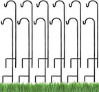 Ashman Shepherd's Hooks 35 Inch (12 Pack), Black, Made of Premium Metal for Hanging Solar Lights, Bird Feeders, Mason Jars, Christmas Lights, Lanterns, Garden Stakes and Wedding Décor.