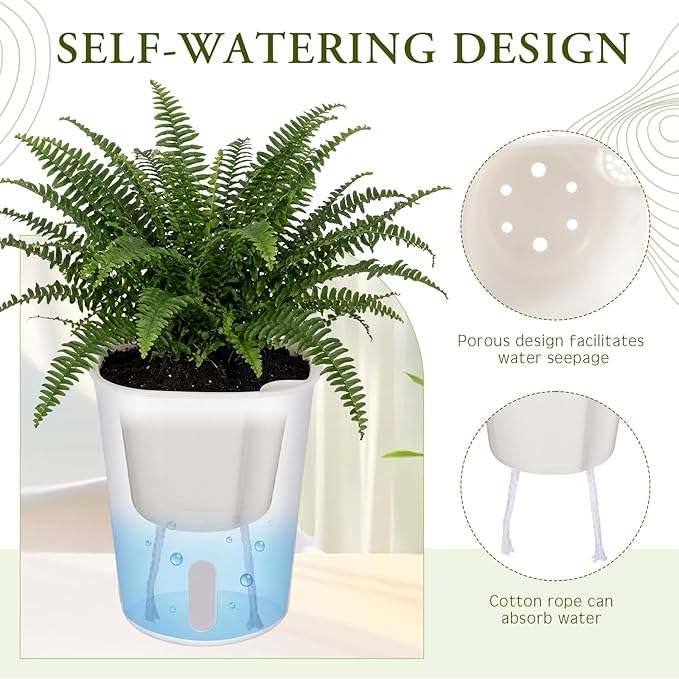Ziliny 20 Pcs 3.74 Inch Self Watering Pots Self Watering Planters for Indoor Planters Plastic Garden Flower Pots with Level Indicator Vents for Herbs